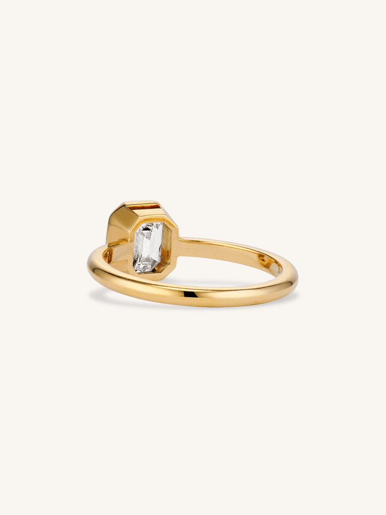 Classic Emerald Cut Diamond Bezel Solitaire 1.17