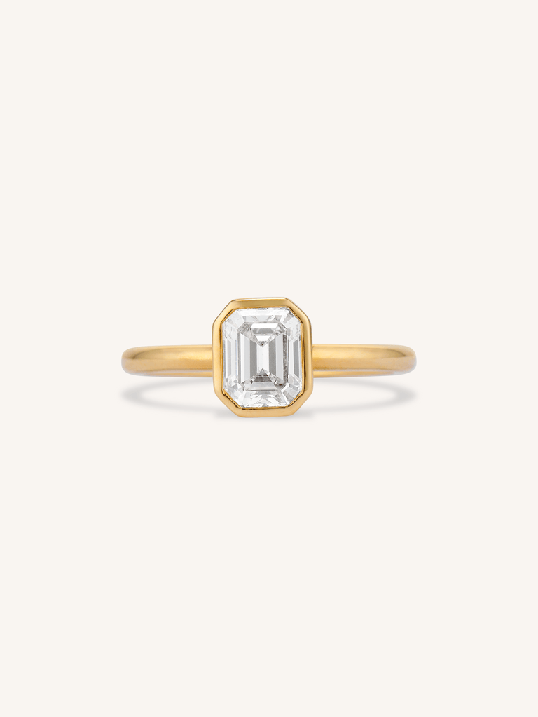 Classic Emerald Cut Diamond Bezel Solitaire 1.17