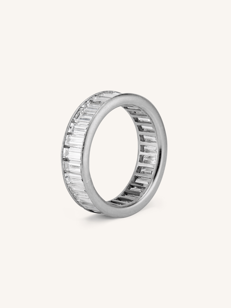 Midcentury Baguette Cut Diamond Eternity Wedding Band