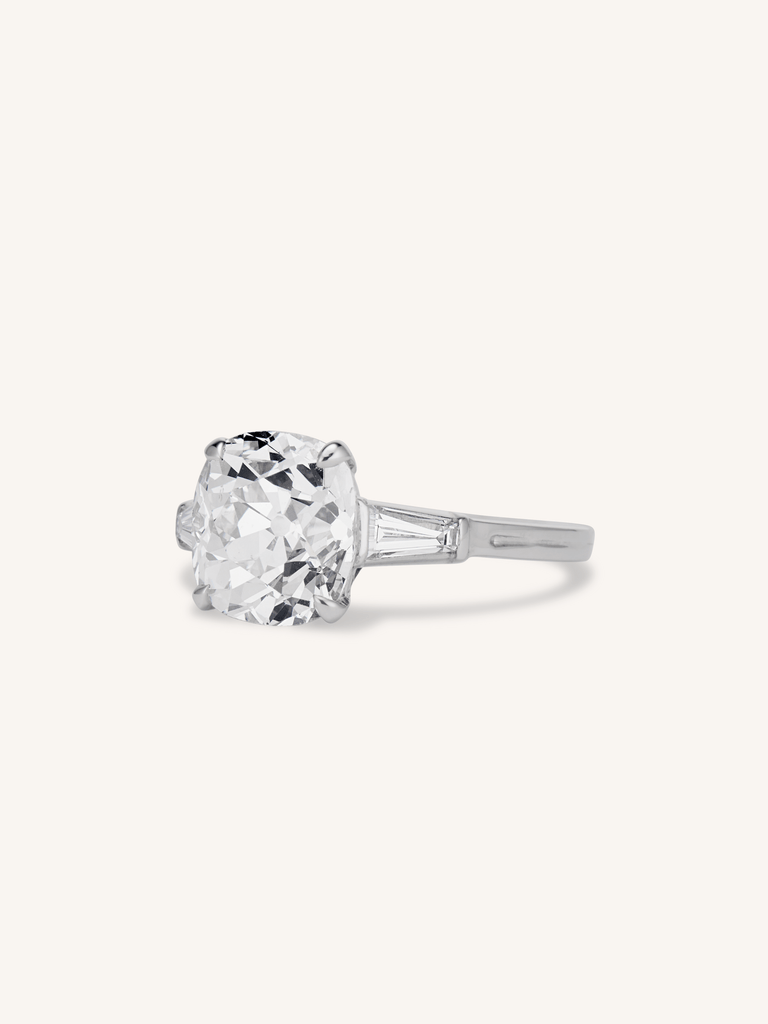 Tiffany & Co. Art Deco 3.21 Carat Old Mine Cushion Cut Diamond Engagement Ring